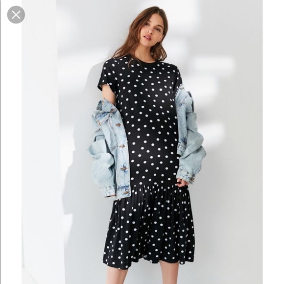 SEEKING UO POLKA DOT PEPLUM DRESS - Picture 1 of 1